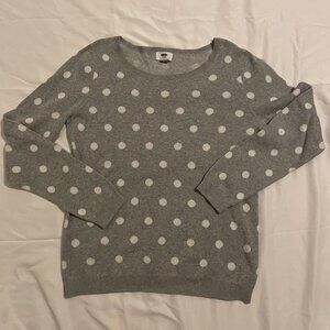 Old Navy Grey/White Polka Dot Sweater - Large